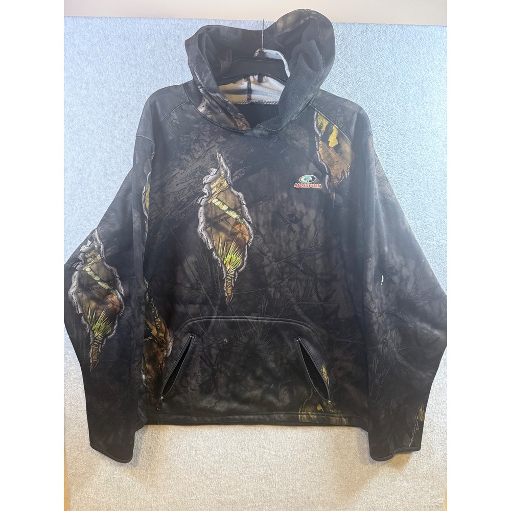 Mossy Oak Mens XL Camo Performance Hoodie Ripped Graphic Pullover Sweatshirt